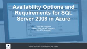 웹 세미나 : Azure의 SQL Server 2008에 대한 가용성 옵션 및 요구 사항