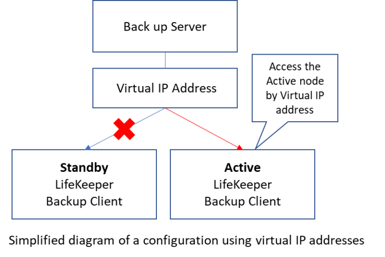 Backing up using the virtual IP address of a cluster node